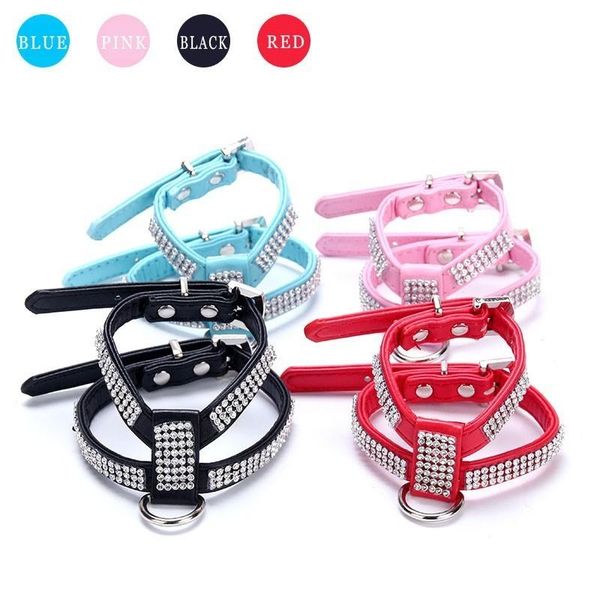 

dog collars & leashes leather small harness diamond necklace retractable leash rhinestone puppy collar accessories cats products for pets