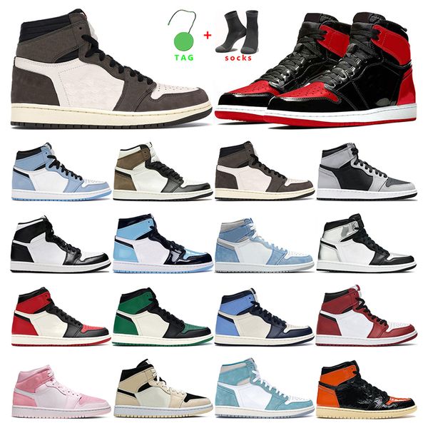 

2021 men basketball shoes 1s women dark mocha bred patent obsidian university blue 1 hyper royal shadow 2.0 mens trainers sports sneakers
