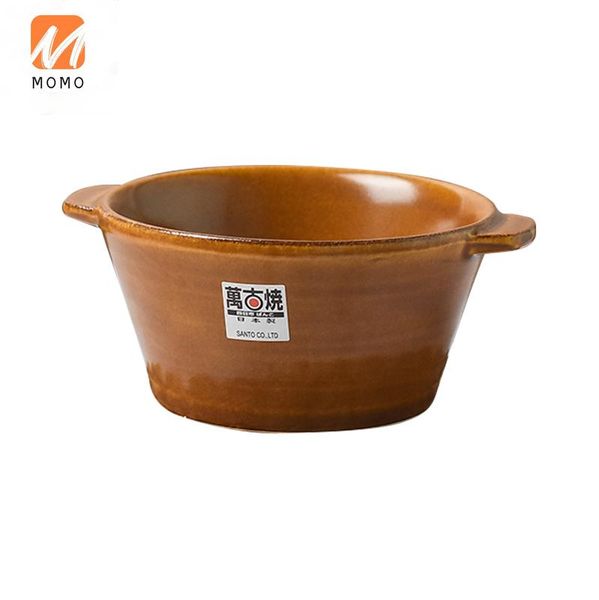 

japanese pottery bowl baked rice plate high temperature resistant ceramic tableware oven available storage bottles & jars