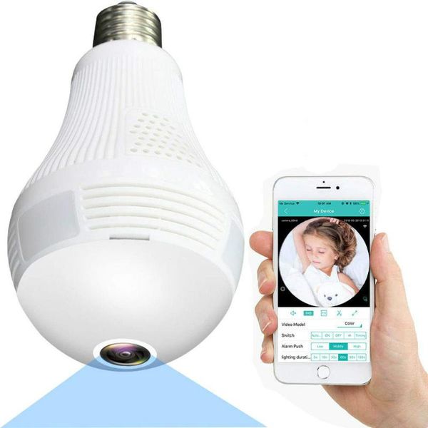 

degree 960p wireless panoramic home security wifi cctv fisheye bulb lamp ip camera two ways audio baby monitor cameras