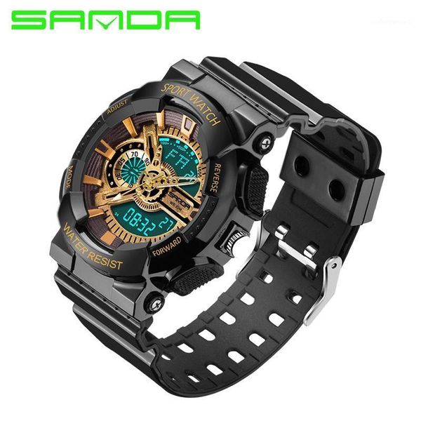 

brand sanda fashion watch men g style waterproof sports military watches s digital relogio masculino wristwatches, Slivery;brown