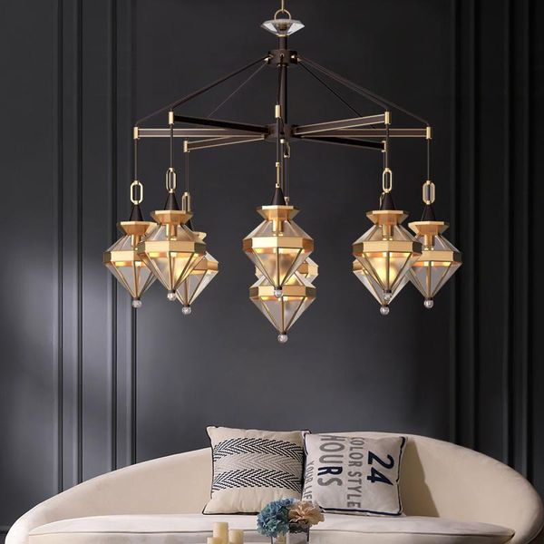 

modern luxury full copper led glass chandelier living room lights dining hanging lamp bedroom villa decoration lighting chandeliers