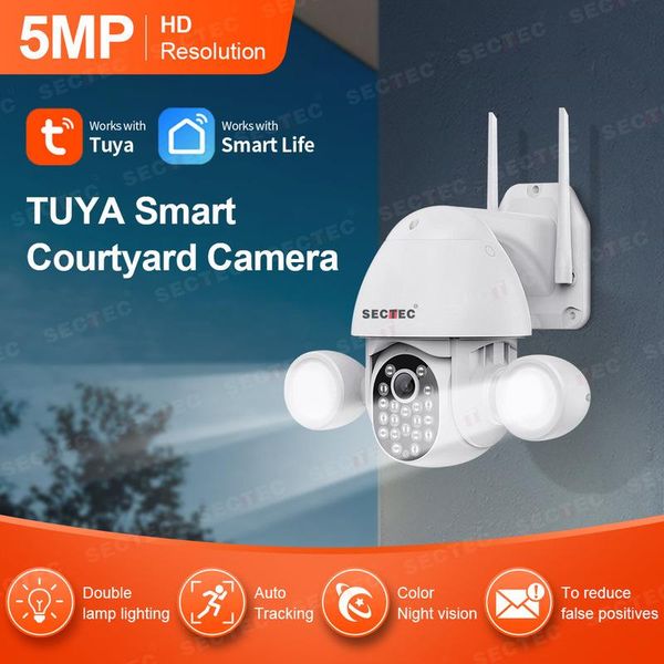 

smart home control tuya intelligent 5mp hd surveillance camera wifi courtyard dual light ball machine tf card waterproof