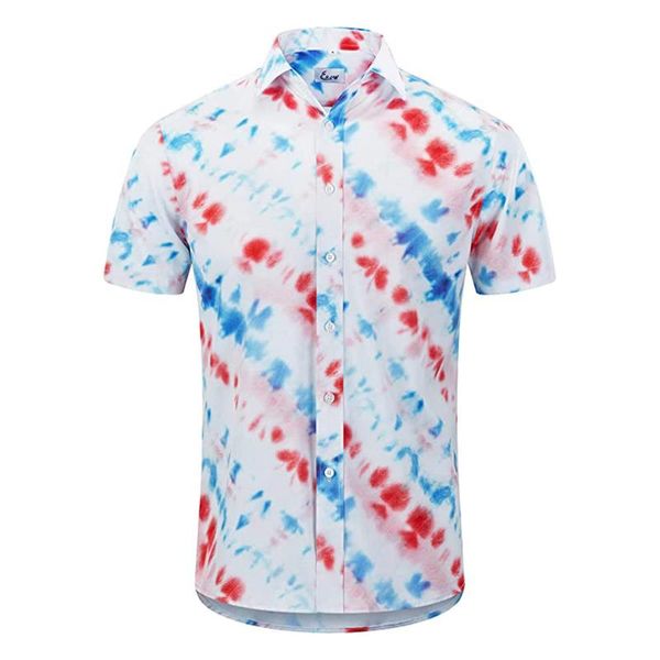

men's casual shirts 2021 men short sleeve printed blouse hawaiian shirt male summer tie dye plus size camisa masculina, White;black