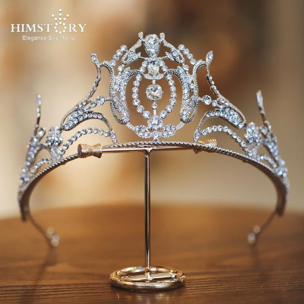 

hair clips & barrettes himstory design silver color crystal tiara crown headpiece bride noiva wedding party queen princess pageant jewelry, Golden;silver