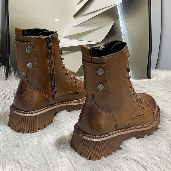 

boots ins women ankle cowhide upper shoes autumn and winter ladies long elastic short snow, Black