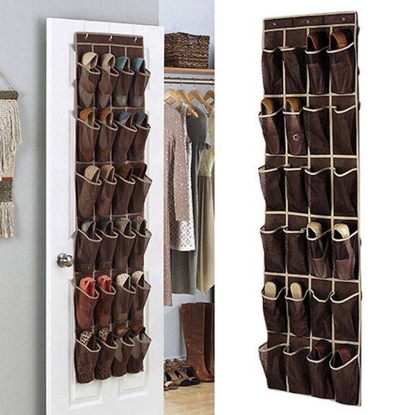 

storage bags 24 pockets shoe hanging organizer door rack wall closet space bag holder