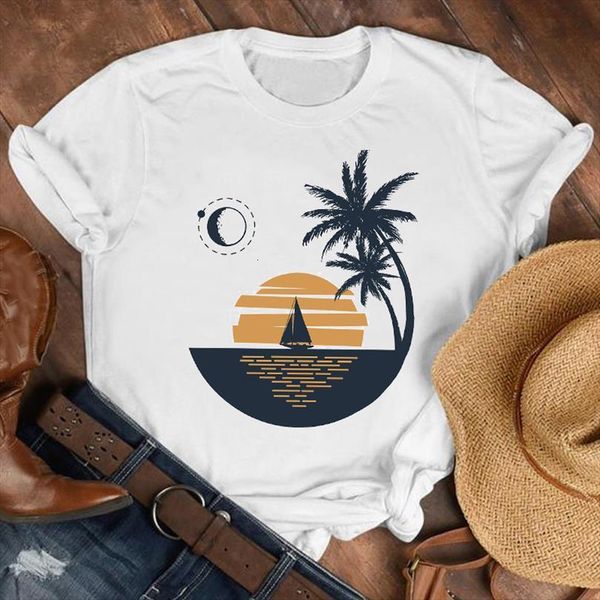 

men lady beach sunset t shirts camper geometric 90s fashion clothes mens female print tee graphic, White;black