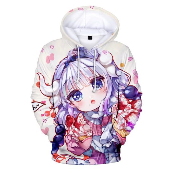 

men's hoodies & sweatshirts 3d anime xiao lin's dragon maid hoodie sweatshirt cartoon jackets cute casual long sleeve boys/girls c, Black