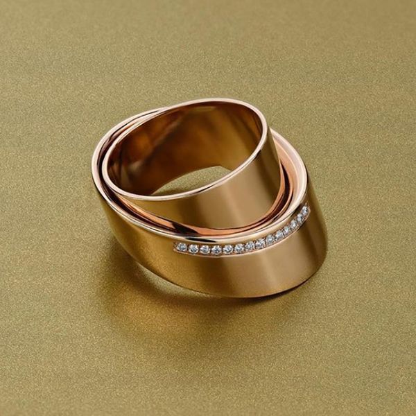 

wedding rings for women western style micro inlay zircon rose gold color finger ring engagement gift fashion jewelry kbr138, Slivery;golden