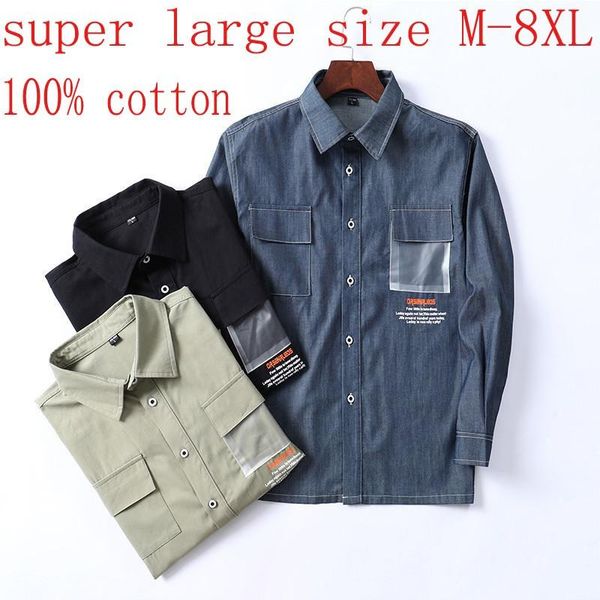 

arrival mens super large cotton turn-down collar single breasted casual shirts men long sleeve plsu size -4xl5xl6xl 7xl 8xl men's, White;black