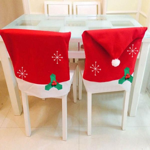 

christmas chair covers santa claus hat dinner back table party decor year supplies