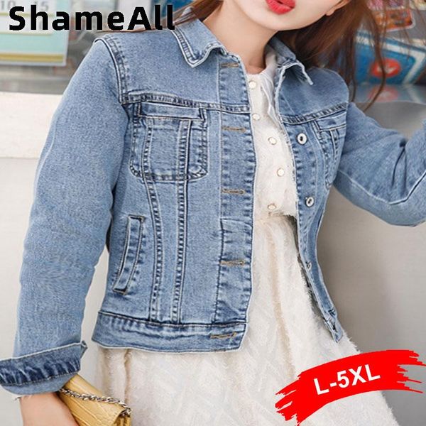 

plus size t-shirt stretchy short denim jackets 4xl spring fall vintage elastic bomber jeans coat internet celebrity casual jean jacket