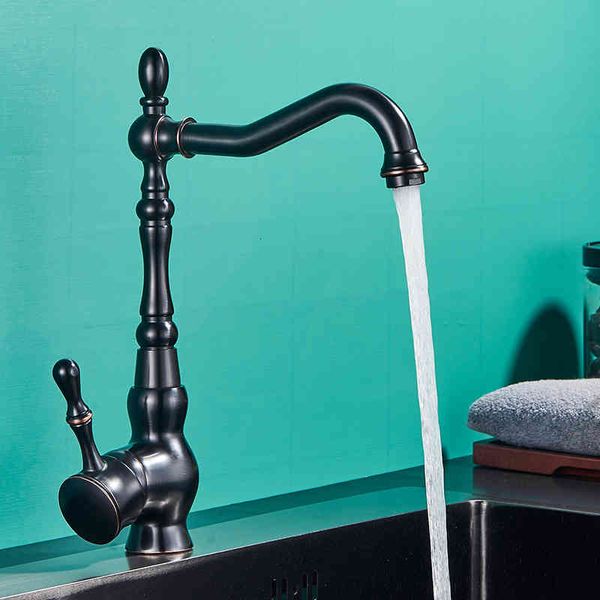 

bathroom sink faucets black bronze retro antique brass basin single handle mixer tap 360 rotation kitchen taps 70ey