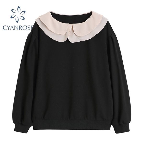 

loose rok black blouses and shirts for woman chiffon long sleeve stylish ol double-layer ladies casual pullover blusas 210417, White