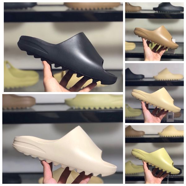 

mens kanye sandal summer slides breathable cool beach slippers fish mouth flip flops men sandals lightweight bone white plus size 36-46, Black