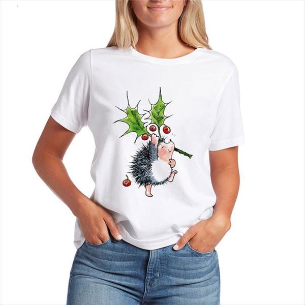 

cartoon hedgehog t shirt womens harajuku summer white graphic women