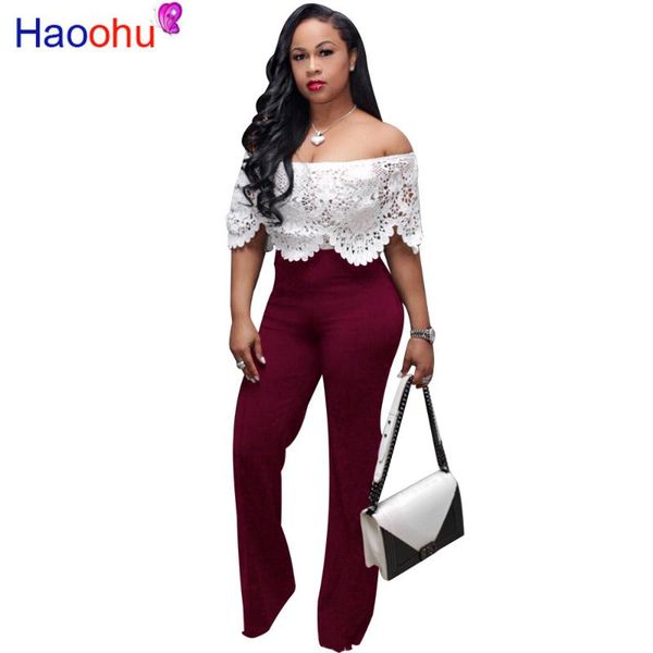 

women's jumpsuits & rompers off shoulder hollow out lace jumpsuit for women backless high waist causal elegant plus size short sleeve s, Black;white