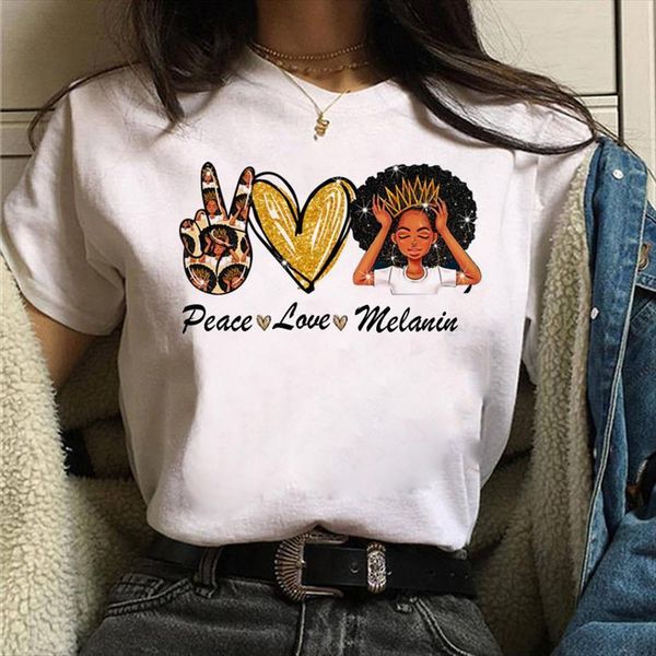 

peace love graphic printed womens t shirt fashion harajuku cartoon cute female, White
