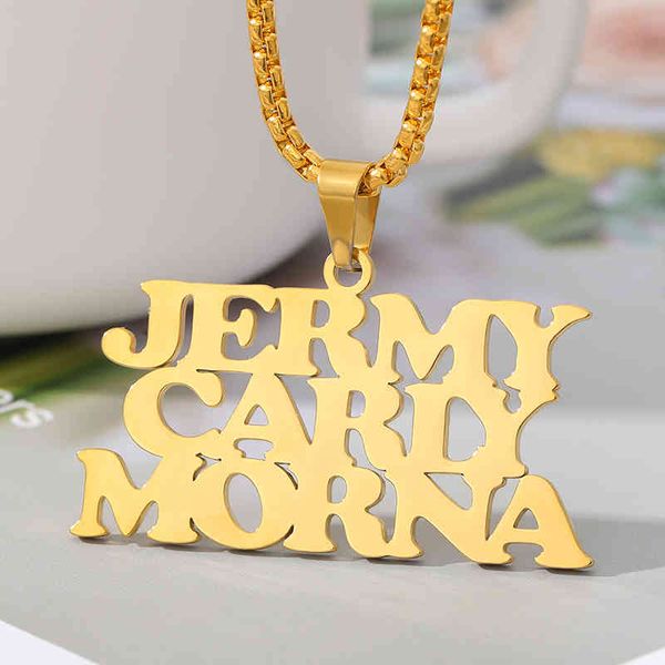 

designer necklace luxury jewelry thick bead chain custom 1-3 name personalized stainless steel gold color women men gifts, Silver