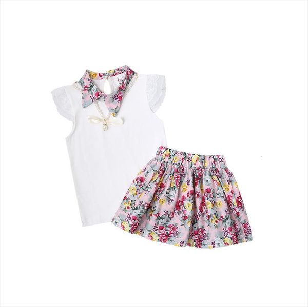 

zhongda childrens lining suit blue women skirt and pink shirt floral