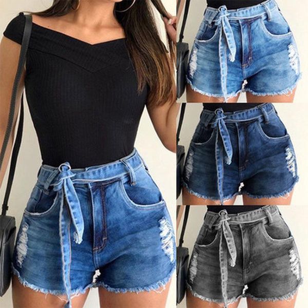 

women's shorts summer denim jeans for women ripped hole bandage slim short feminino pants, White;black