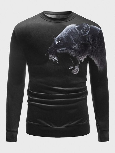 

men 3d animal print sweatshirt n47s#, Black