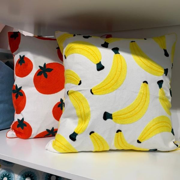 

cushion/decorative pillow embroidered cover home decor fruits embroidery cushion cotton decorative pillowcase orange banana 45x45cm