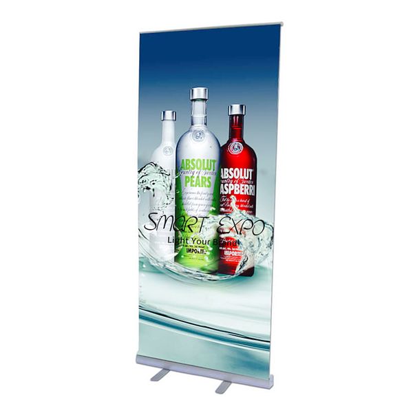 

economic promotional roll up banner advertising display stand trade show retractable poster kit with printing and portable carry bag