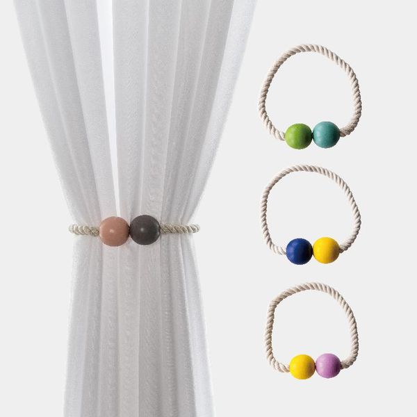 

creative wooden ball curtain bandage one-pair package magnetic buckle hanging accessories rope accesories for living room other home decor