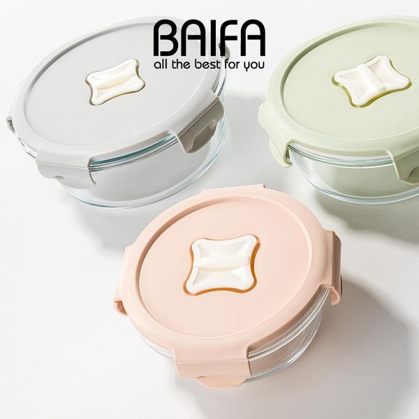 

round kawaii lunch box fashion glass microwave heated friendly products storage boite de rangement kitchen dining bar ec50fh dinnerware sets