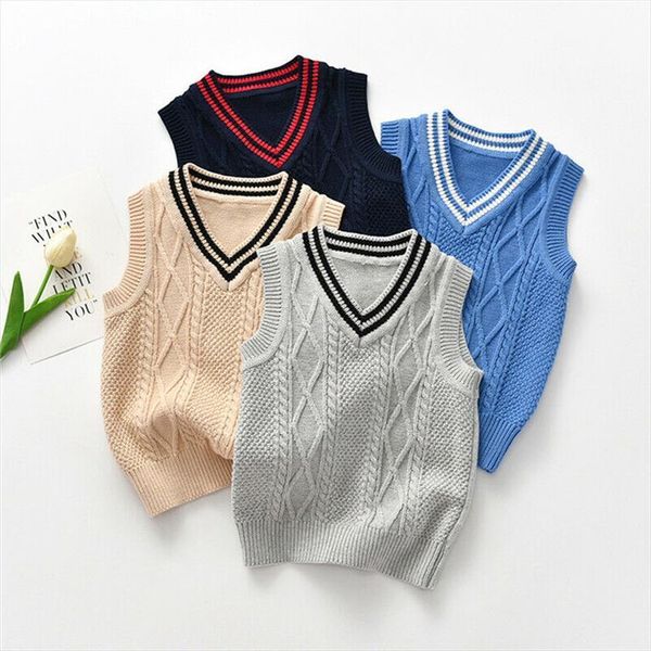 

girls vest sweater brand school kids v neck woolen for boys children fall winter knitted, Camo