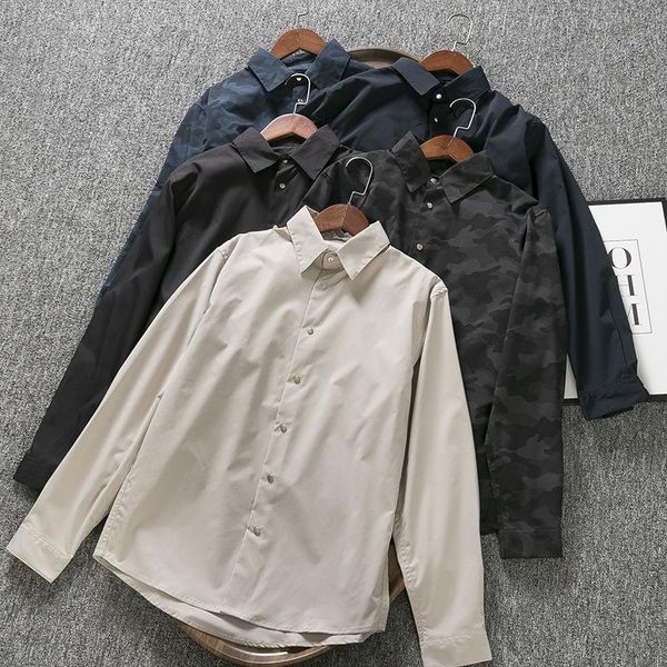 

men's casual shirts 2021 mens shirt jacket fashion long-sleeved quick dry thin lapel camouflage trendy clothing fall section plaid, White;black