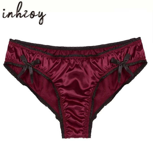 

underpants gay mens briefs thong panties soft satin sissy lingerie shiny bikini g-strings underwear, Black;white