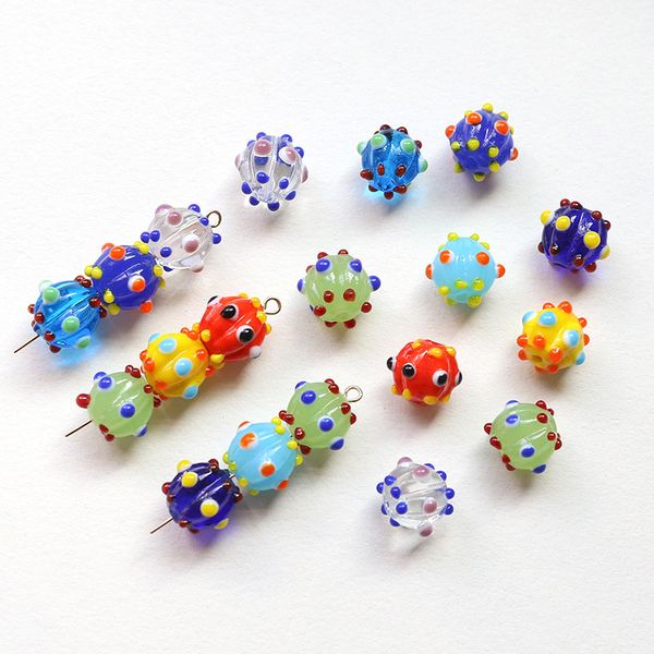 

50pcs mix color handmade lampwork beads round loose spacer 10mm dot lampworks glass bead for jewelry making bracelet earring, Black