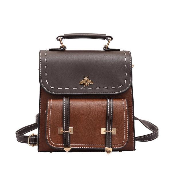 

backpack pu leather women simple preppy style mochilas famous college