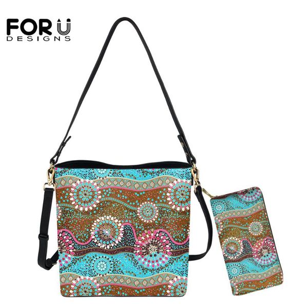 

evening bags forudesigns luxury women casual shoulder set aboriginal dot painting print pu brand design fashion lady crossbody sac mujer