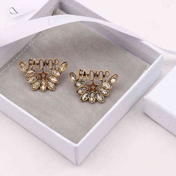 

70% off personalized wheat ear eye zircon letter five pointed star fashion earrings, Golden