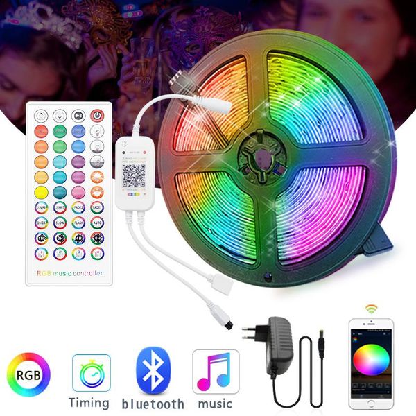 

strips 5m 10m led strip light rgb smd 2835 ip20/65 waterproof bluetooth music controller flexible tape diode full kit
