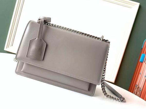 

realfine888 5a quality bags 442906 22cm sunset medium in smooth calfskin leather shoulder handbag,with dust bag+box