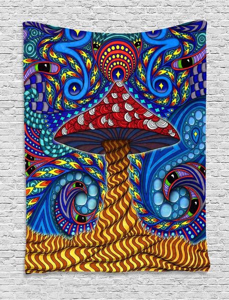 

tapestries simsant trippy mushrooms tapestry colorful abstract art wall hanging for living room home dorm decor banner