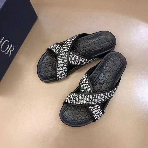 

jinchaoba men's shoes summer 2021 slippers men's wear trend korean open toe non slip leather one line slippers designers outlet 1f, Black