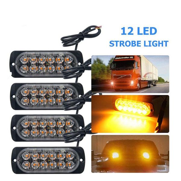 Luci di emergenza 4/6/12 LED ultrasottile per auto stroboscopica spia per rimorchio per camion