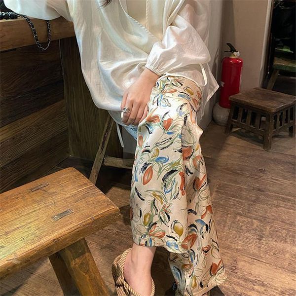 

women's pants & capris y2k 2021 wide-leg casual summer thin section high waist drape slim straight-leg trousers large size loose wild, Black;white