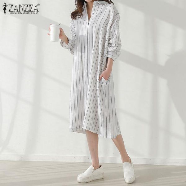 

casual dresses mid-calf dress women female solid vestidos oversized 5xl autumn turn down collar sundress long sleeve robe, Black;gray