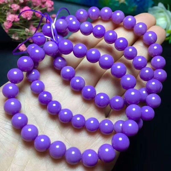 

natural phosphosiderite purple bracelet 8-9mm beaded, strands, Black