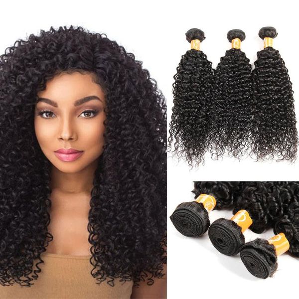 

human hair bulks virgin kinky curly brazilian 3/4 bundle 100% remy thick weave bundles, Black