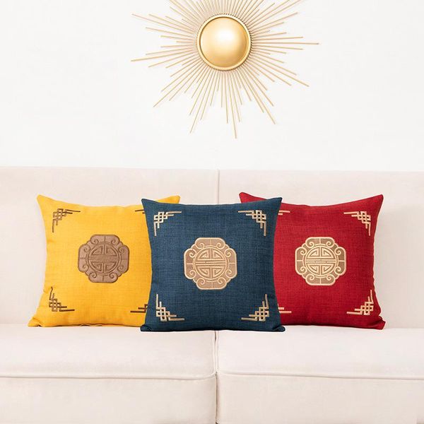 

cushion/decorative pillow 45x45cm chinese cotton linen hugging pillowcase living room bedroom sofa cushion cover home decoration
