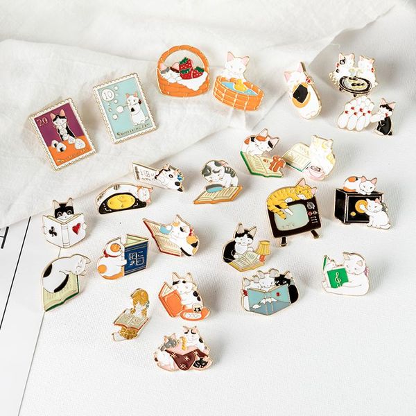 

pins, brooches cartoon animal enamel wacky cat jewelry bag clothes lapel pin badge interesting zoo children gifts, Gray