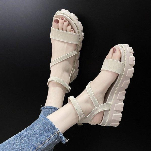 

sandals women's summer platform casual fashion increase sweet youth outdoor plus size 35-40, Black